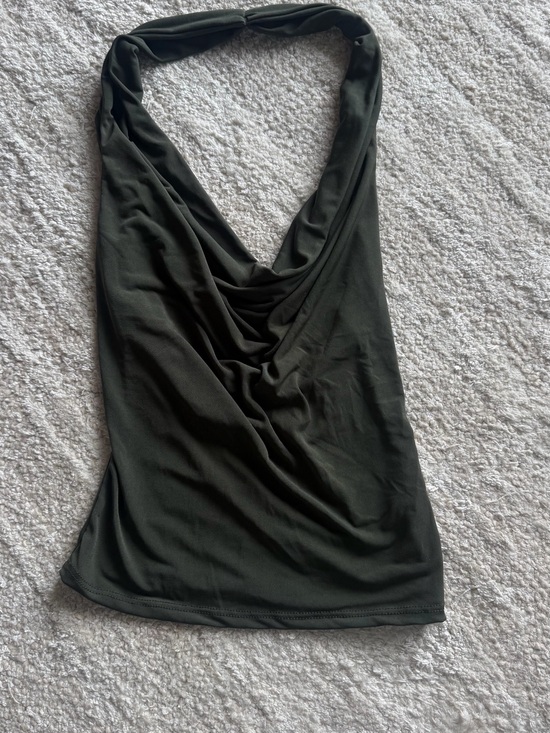 silence + noise Tops - silence + noise Olive Green Cowl Halter Camisole